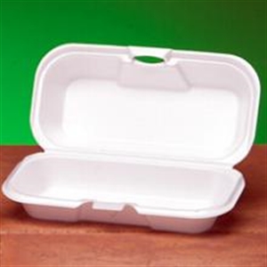 Picture of 21100 Hot Dog Hinged Cont  500 7X3x2.25 Foam Hotdog H/L 4/125