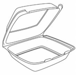 Picture of Med 1Comp Tray   2/100 8.4X7.9X3.3 Hing Tray