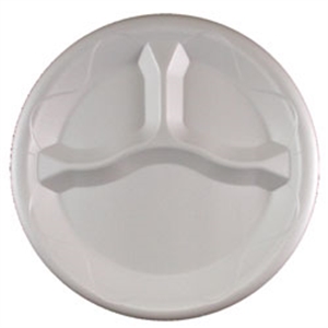 Picture of Foam 9" 3-Compartment White Plate