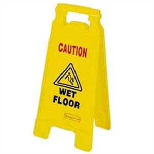 Picture of Yellow "Caution Wet Floor" Sign  - 2-Sided