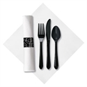 Picture of Silver Swirl Linen-Like® CaterWrap®, Black Cutlery
