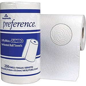 Picture of Preference Jumbo 2 Ply Perforated White KRT Towel - 250 Ct 