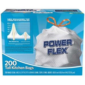 Picture of Power Flex Tall Kitchen Simple Fit Drawstring 13 Gallon Bags 