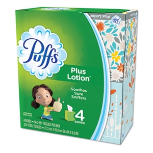 Picture of Puffs Plus Lotion Facial Tissue, White, 2-Ply, 8 1/5" x 8 2/5"